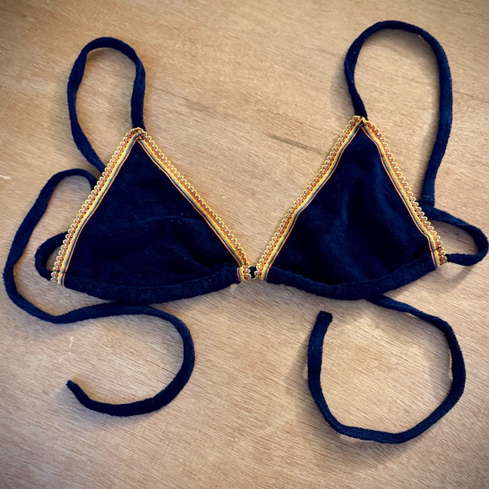 Stoned Immaculate Double Loop Terrycloth Bikini Top M